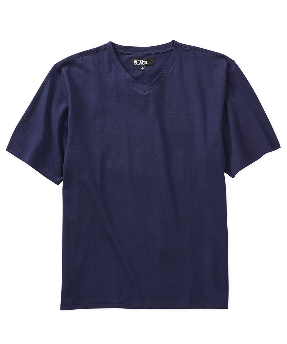 Westport Black Short Sleeve Pima Stretch Solid V-Neck Tee, Men's Big & Tall